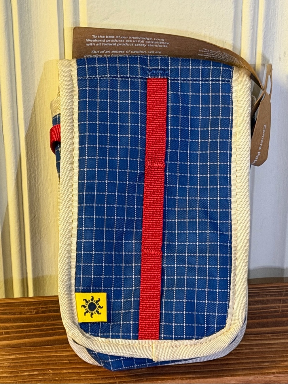 Long Weekend Camera Pouch Creme Multi Blue Grid Travel Case. NEW, no box - Picture 5 of 13